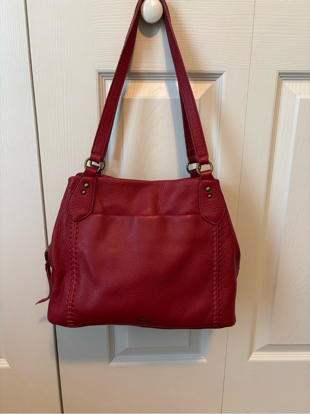The Sak Red Leather Shoulder Tote